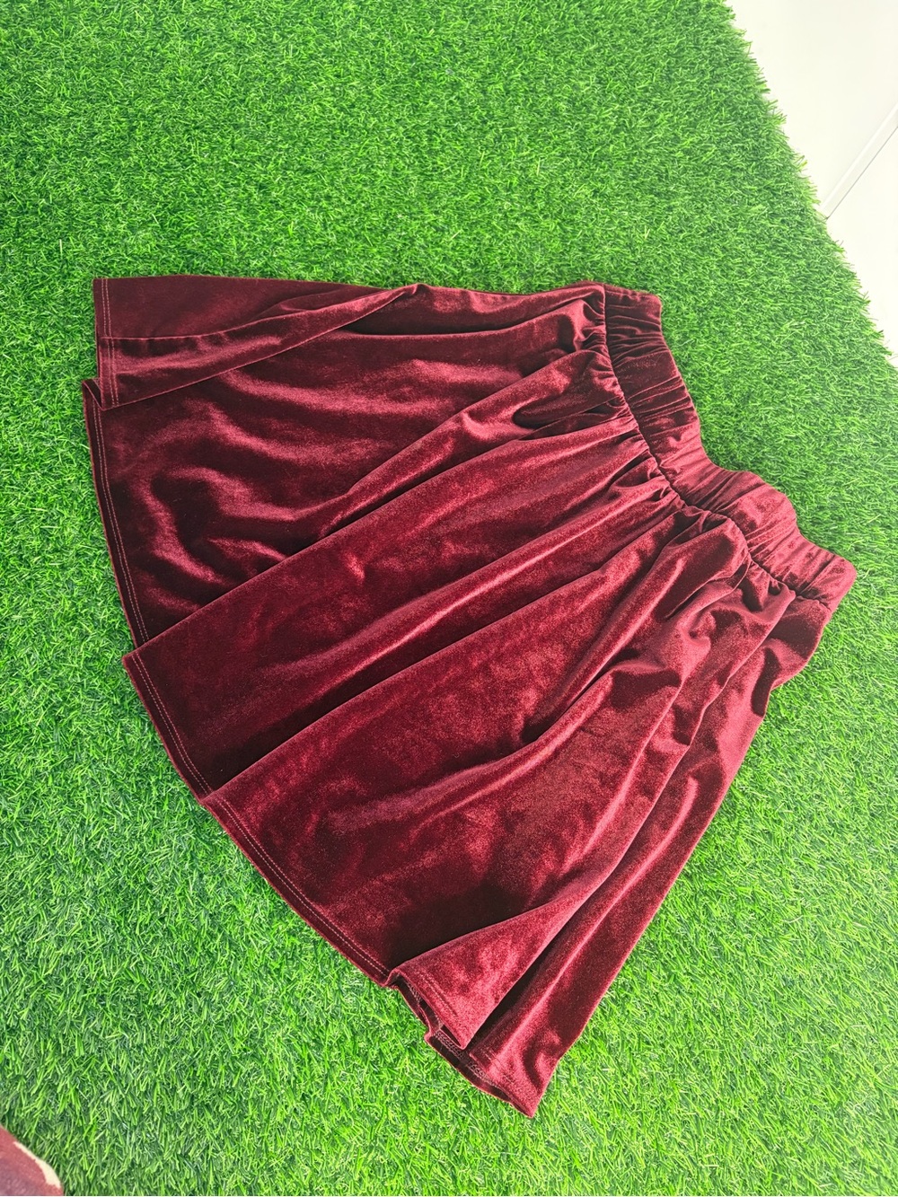 Garage Velvet Flared Skirt - Burgundy Wine